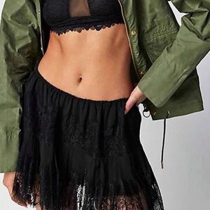 Black Lace Slip Skirt
